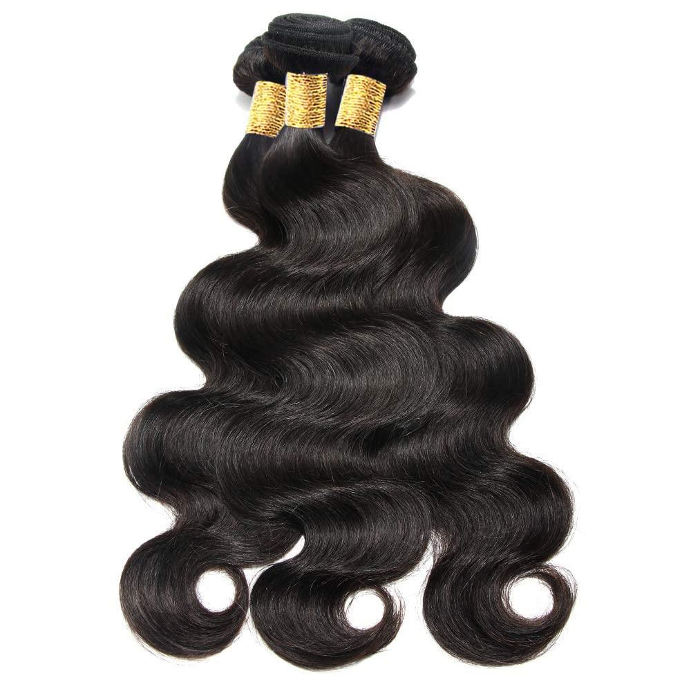 WuvuSnm 26 26 26 Inch Brazilian Remy Body Wave Human Hair Bundles Natural Black Color Unprocessed Virgin Hair Weave Body Wave Bundles Human Hair Extensions