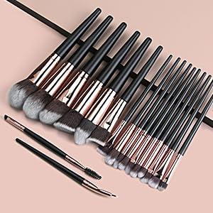 Vebermo Personalized Gift Custom Makeup Brush Set with Custom Brush Case, 18 Pcs Premium Synthetic Personalized Makeup Brushes Foundation Eyeshadow Brush Powder Blush Concealers Brush Set(Blackgold)