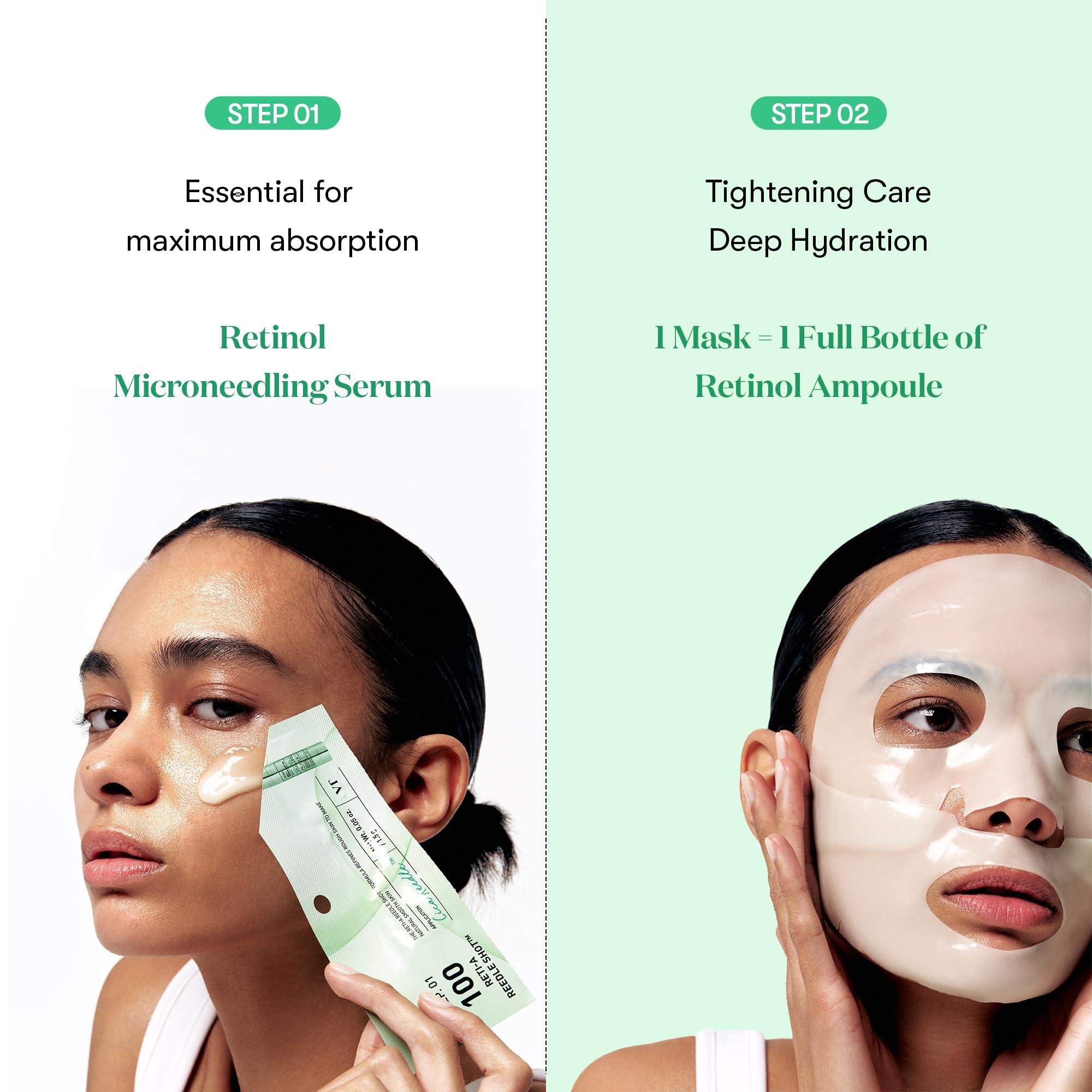 VT COSMETICS VT COSMETICS Reti-A Reedle Shot 100 2-Step Hydrogel Mask(34.5gx4ea), Intensive Tightening, Exosome Retinol, Overnight Melting Mask, Ideal for Retinol Beginners, Korean Facial Mask