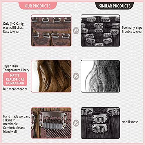 Daimeisy Black To Platinum Grey Hair Extensions 3 PCS Set 24" 220g Wavy Invisible Adjustable Full Head Not Heavy But Easy To Use Full Head Hidden Crown Black Clip in Hair Extensions