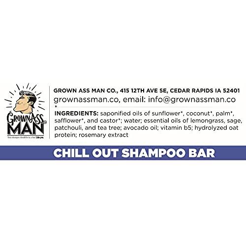 Grown Ass Man Co. Grown Ass Man Co. - Solid Shampoo Bar Rich Lather 3 in 1: Hair, Beard & Body Wash - Plastic Free & Eco-Friendly, Natural & Organic Clean for All Hair Types, 4oz Bar (Variety, 3-Pack)