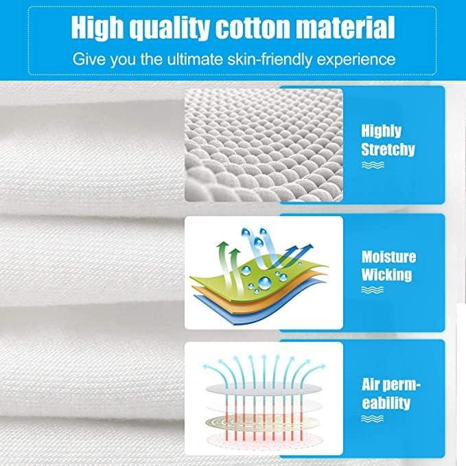 BUZJGRA 7 Pairs White Cotton Gloves for Dry Hands Sleeping, Breathable Moisturizing Gloves Overnight for Women and Men Eczema Safety Work Serving Costume Inspection