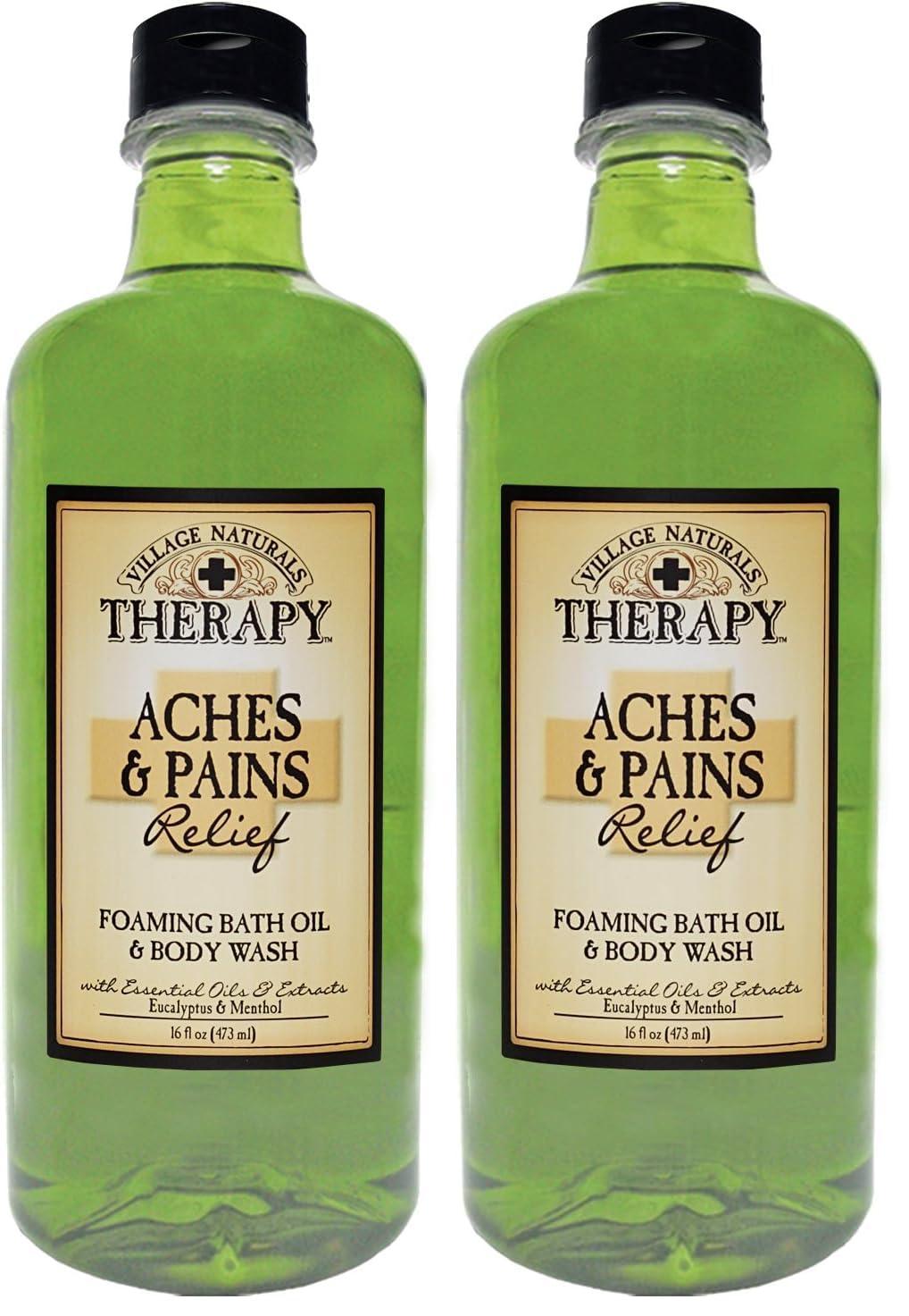 Village Naturals Therapy Village Naturals Therapy Foaming Bath Oil, Aches and Pains, 16 Ounce (Pack of 2)