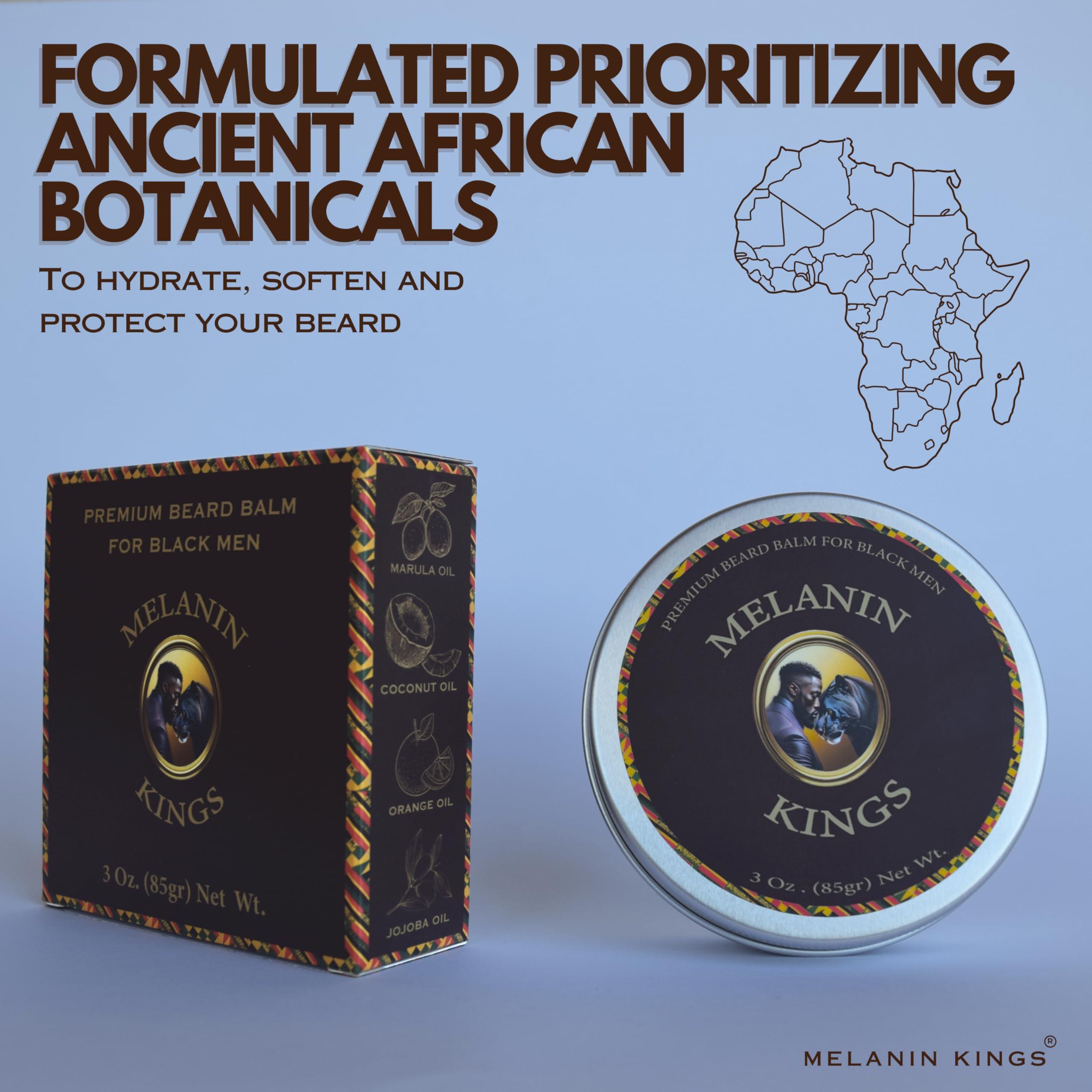 Melanin Kings Melanin Kings Beard Balm for Black Men | 3 oz | Ancient African Ingredients | Specialized formula for black men s Kenyan Sandalwood Scent
