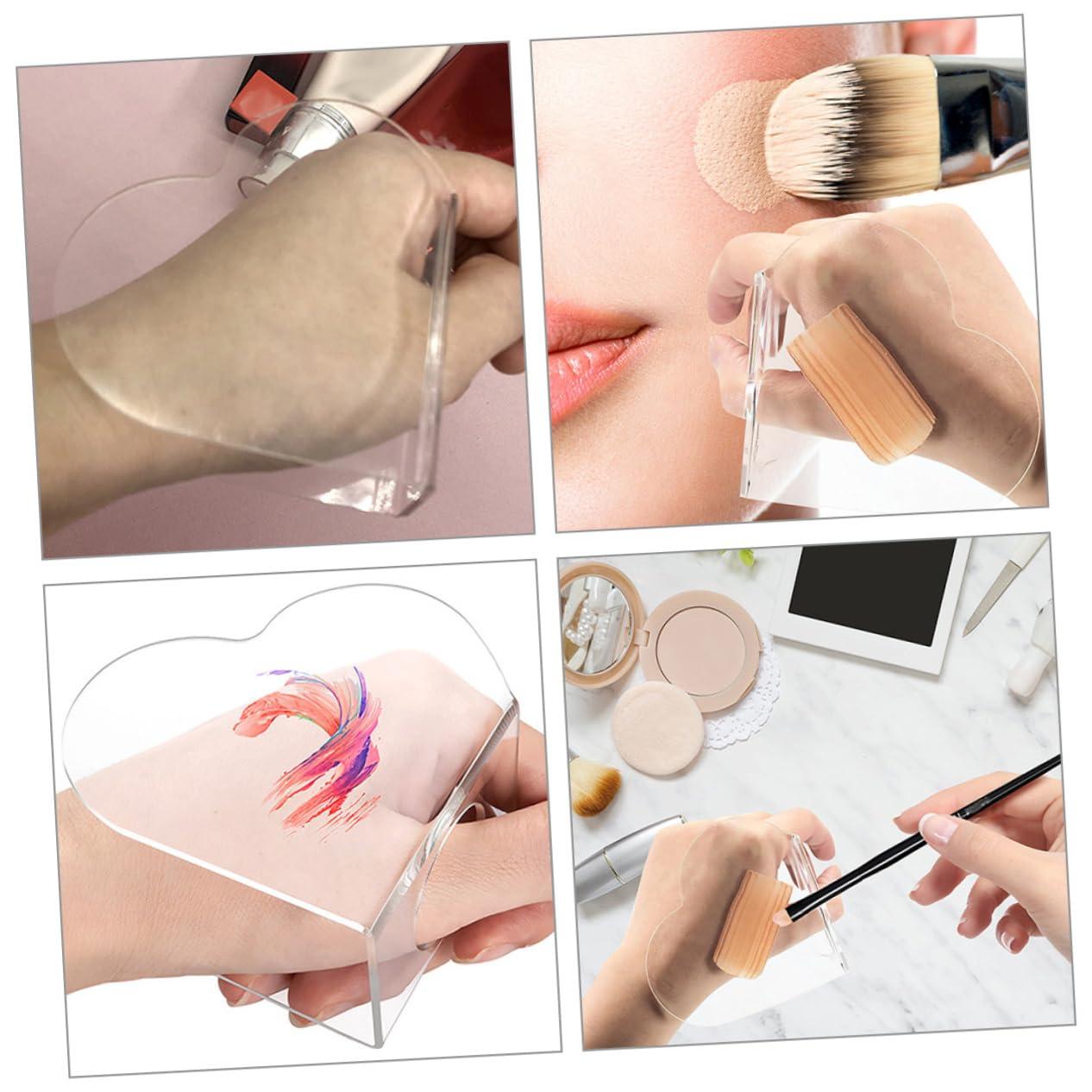 PHENOFICE PHENOFICE Handheld Heart Makeup Mixing Tray Acrylic Mixing Plate for Makeup Foundation Mixing Palette with Stainless Steel Spatula