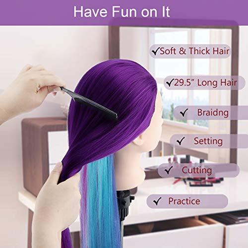 TopDirect Mannequin Head with Hair, TopDirect 26\" Training Head Hair Mannequin Manikin Head Cosmetology Doll Head Practice Styling Hairdressing Training Braiding Heads with Clamp Holder and Tool Set