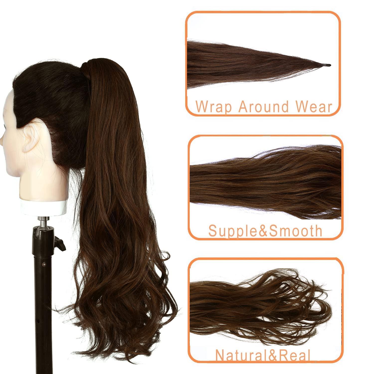 Sintario Sintario 30 Inch Flexible Wrap Around Ponytail Extension Long Ponytail Hair Extensions Curly Wave Synthetic Ponytails Hairpiece for Women Daily Use (2/30)