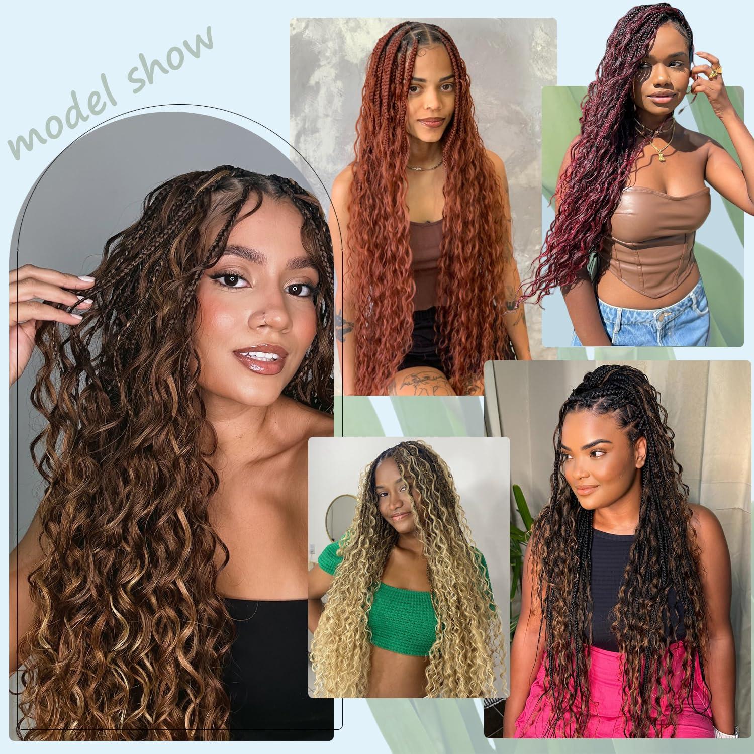 Hoscod 1B/30 Boho Hair for Braiding - 26 Inch 100g Deep Wave Bulk Human Hair Bundles - Wet and Wavy, Curly Braiding Hair for Bohemian Braids
