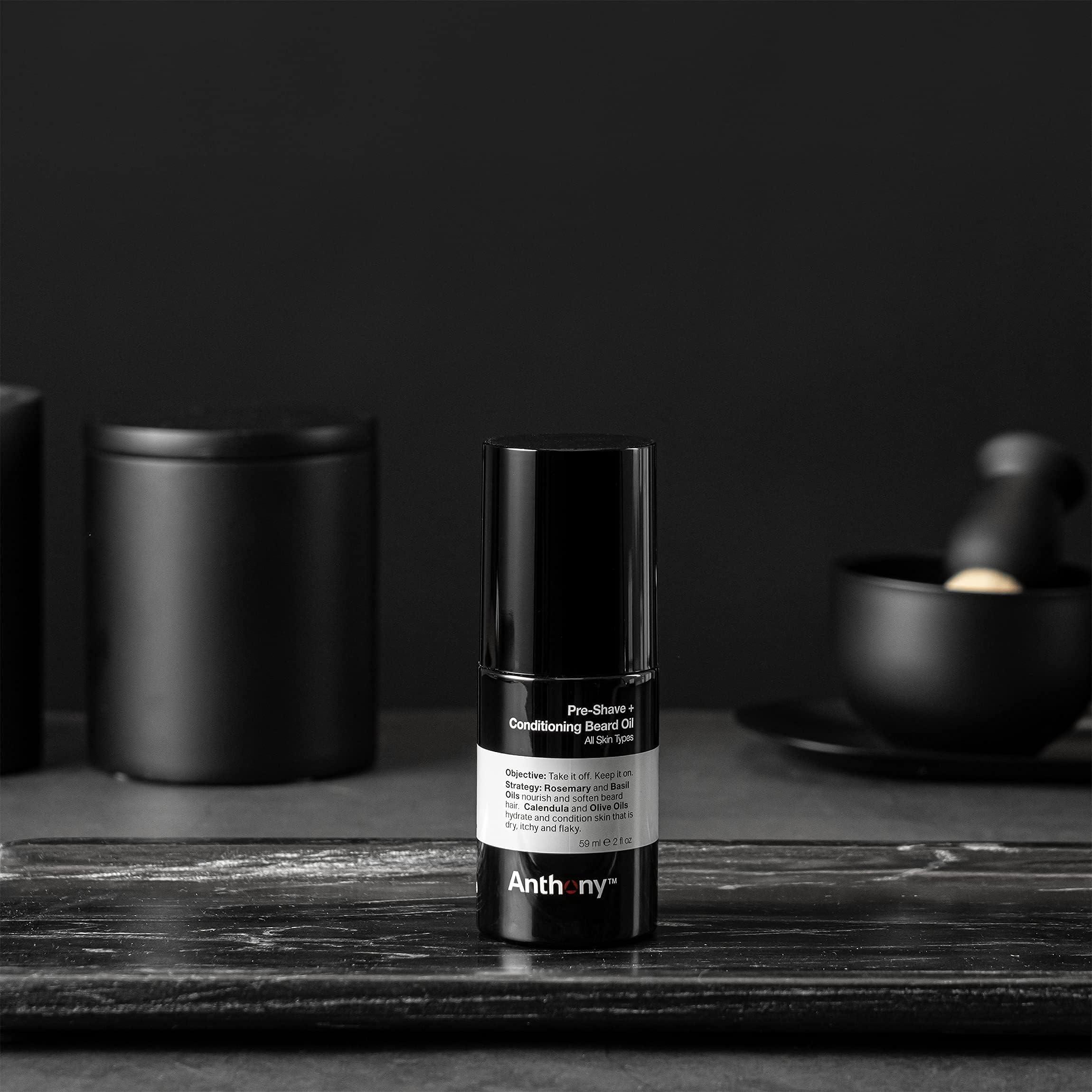 Anthony Anthony Pre-Shave and Conditioning Beard Oil, 2 Fl Oz, Contains Rosemary, Basil, Olive and Calendula Oils, Hydrates, Softens, Nourishes, and Conditions Skin