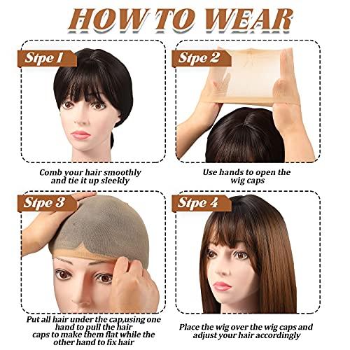 Waydress 100 Pieces Wig Cap Elastic Medium Nylon Stocking Caps Stretchy Stocking Wig Caps Secure Your Hair, Lightweight, Breathable (Beige)