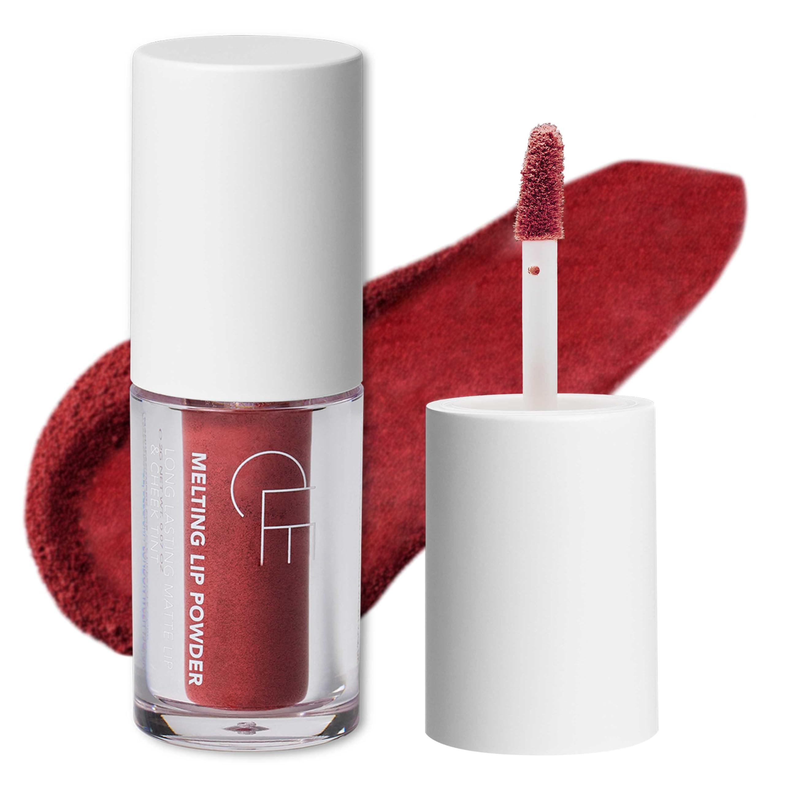 Cle CLE Cosmetics Melting Lip Powder - Lip Tint (Vegan, Cruelty Free, Paraben-Free) with Long-Lasting, Weightless Lip Stain, Usable on Lips, Eyes and Cheeks, Matte Finish (True Red / 0.07 oz)