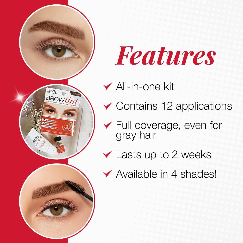 Ardell Ardell Brow Tint Kit Light Brown - Semi-Permanent Eyebrow Dye, Long-Lasting Brow Color with Natural Extracts, Complete Eyebrow Tint Set, 1 Pack