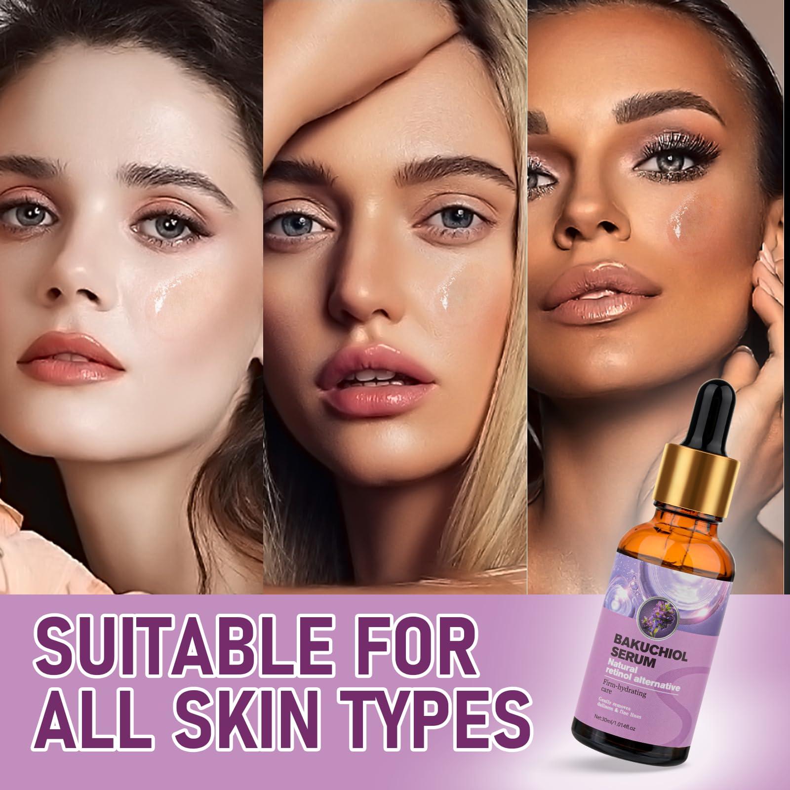 KIUORET Bakuchiol Retinol Serum for Anti-Aging, Bakuchiol Retinol Rejuvenation Serum Reduces Acne, Wrinkles and Fine Lines, Retinol Serum for Moisturizing & Smoothing for All Skins, 30 ml