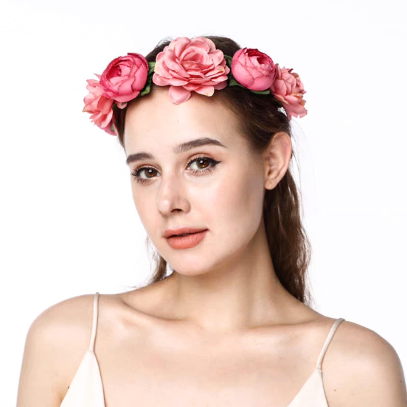 AEGYPIUS AEGYPIUS Flower Crowns for Women, 7 Inches Floral Rose Crown Headpiece Rose Headband for Women Rose Flower Crown Floral Crowns for Women Rose Headpiece Red Rose Headband for Women Red Rose Crown