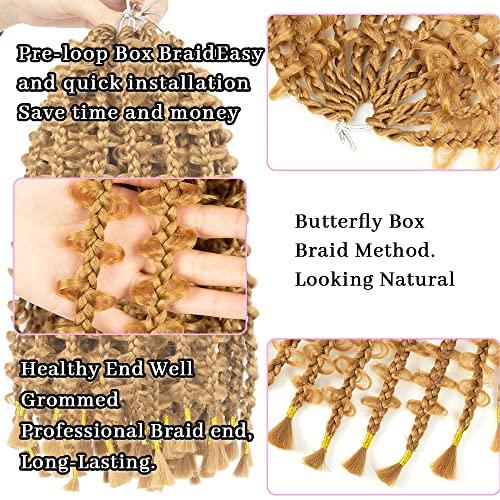 Umylar Umylar 12 Inch Box Braids Crochet Hair 6 Packs Butterfly Braids Crochet Hair Pre-looped Butterfly Locs Jungle Box Braids Crochet Hair Synthetic Braiding Hair Extensions(12 Inch 27#)