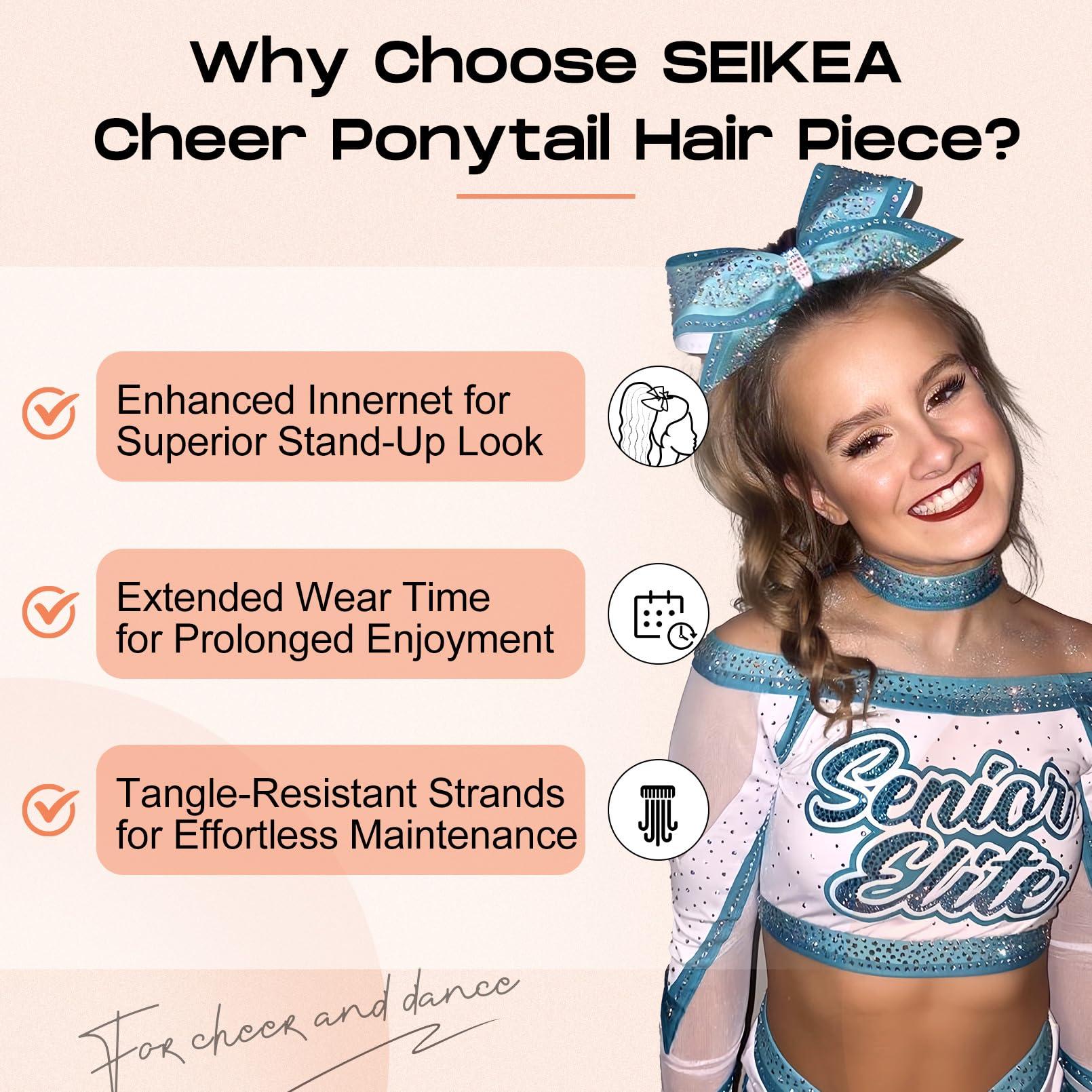 SEIKEA SEIKEA Cheer Ponytail Hair Piece, 12\" Ash Blonde Curly Cheerleader Hairpiece Ponytail Extension for Cheerleader Competition, Dance