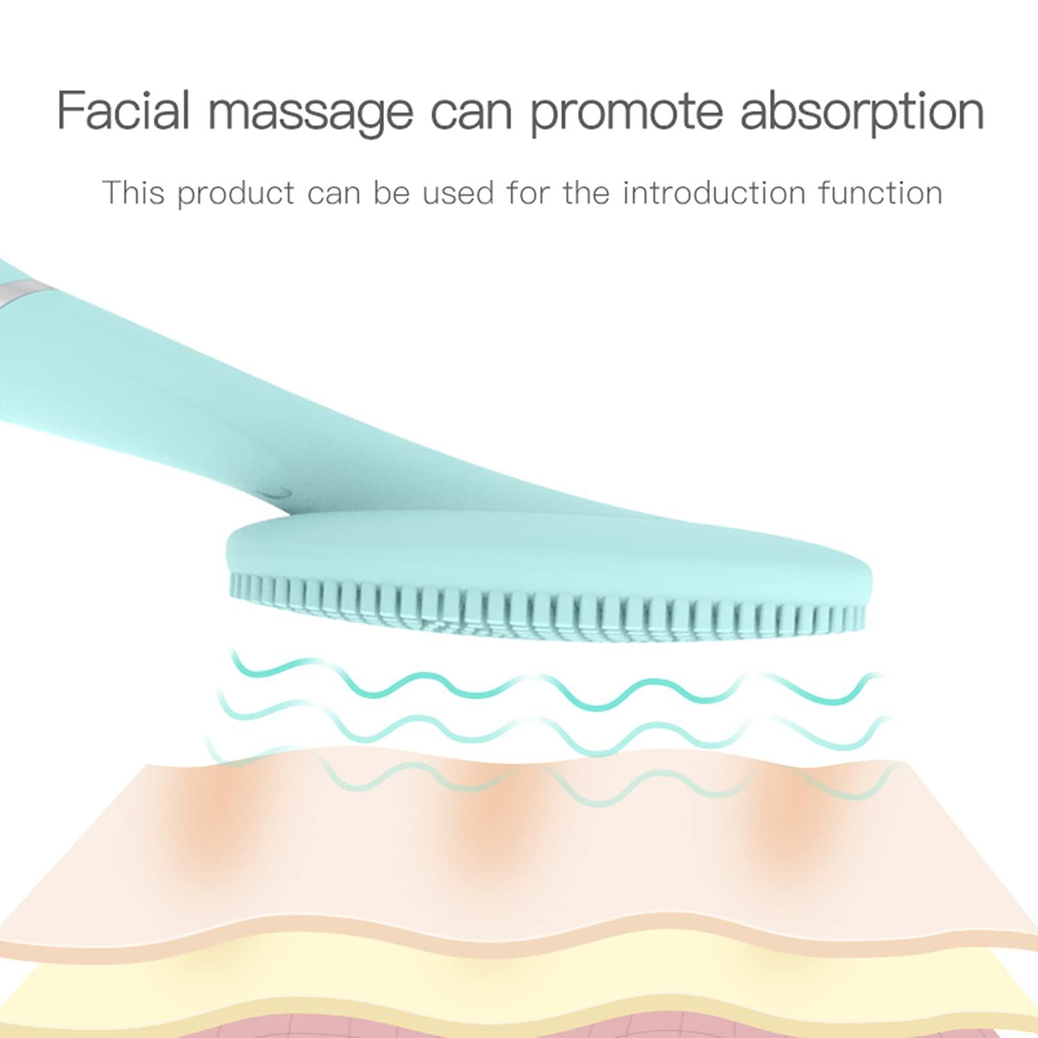 kanuo Sonic Facial Cleansing Brush, 5 Adjustable Speed Waterproof Sonic Vibration Rechargeable Face Cleansing Brush for Deep Cleansing (Blue)