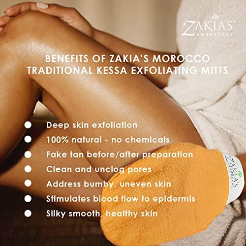 Zakia's Morocco Original Kessa Exfoliating Glove - Charcoal Black - Microdermabrasion At Home Exfoliating Mits, Removes unwanted dead skin, dirt and grime and Keratosis Pilaris. Great for spray tan removal. (1 Unit)