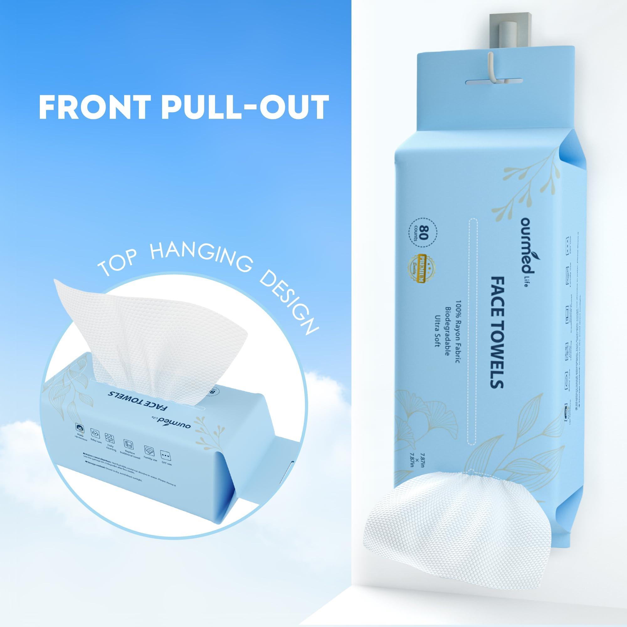 ourmed life Ourmed Life Face Towels - Ultra Thick Versatile Disposable Biodegradable face towel for Sensitive Skin | Lint-Free Facial Tissue for Cleansing, Skincare, Makeup Removal & Dry Wipes, 240 Count
