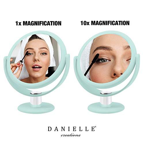 Danielle Danielle,Tabletop Mount 10X Soft Touch Round Vanity Mirror, Seafoam