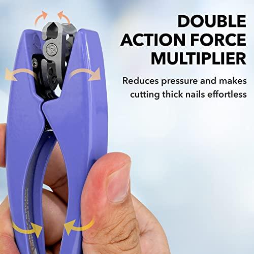 Azurro Clipperpro Omega Select Fingernail Clipper - Senior Finger Nail Clippers for Women and Men | Ergonomic Nail Cutter Clipper with 180 Degree Swivel Head | Sharp, Durable Thick Nail Clippers