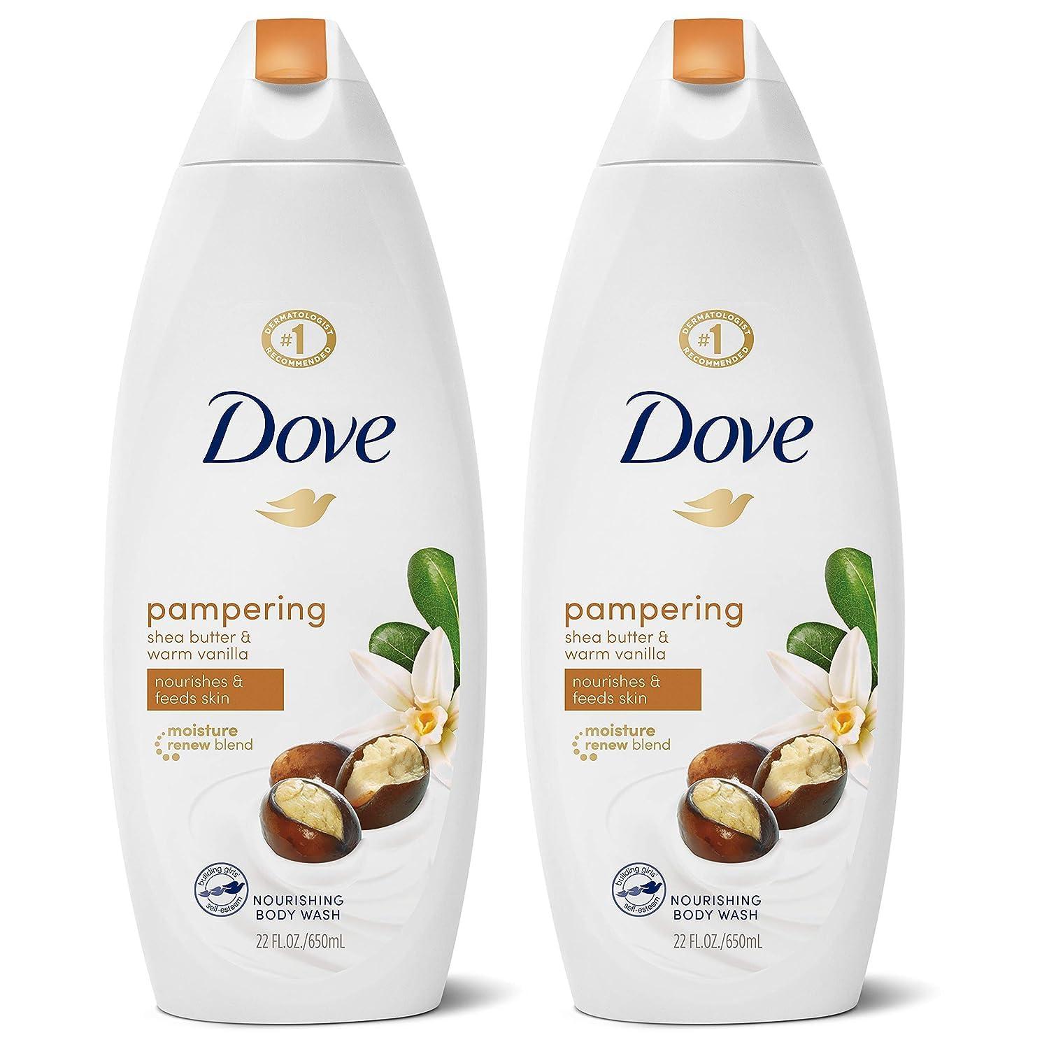 Dove Dove Pampering Body Wash Nourishes & Feeds Skin Shea Butter with Warm Vanilla Effectively Washes Away Bacteria While Nourishing Your Skin 44.0 Fl Oz, (Pack of 2)