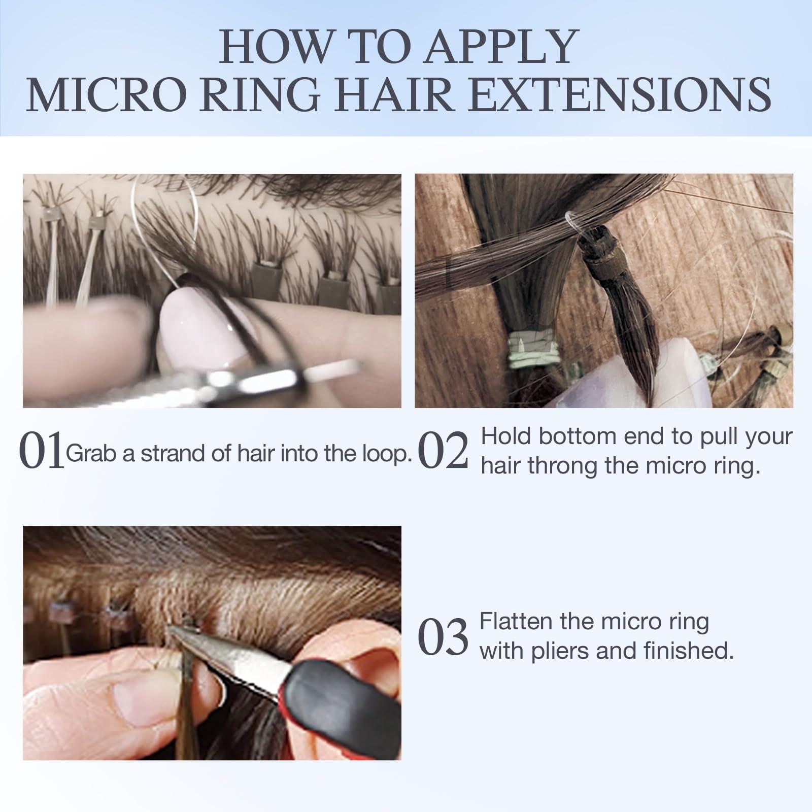 DOORES DOORES Hair Extensions Micro Link Hair Extensions Human Hair Virgin Hair, Ash Brown to Platinum Blonde 14 Inch 50g/50s, Micro Link Hair Extensions Short Human Hair