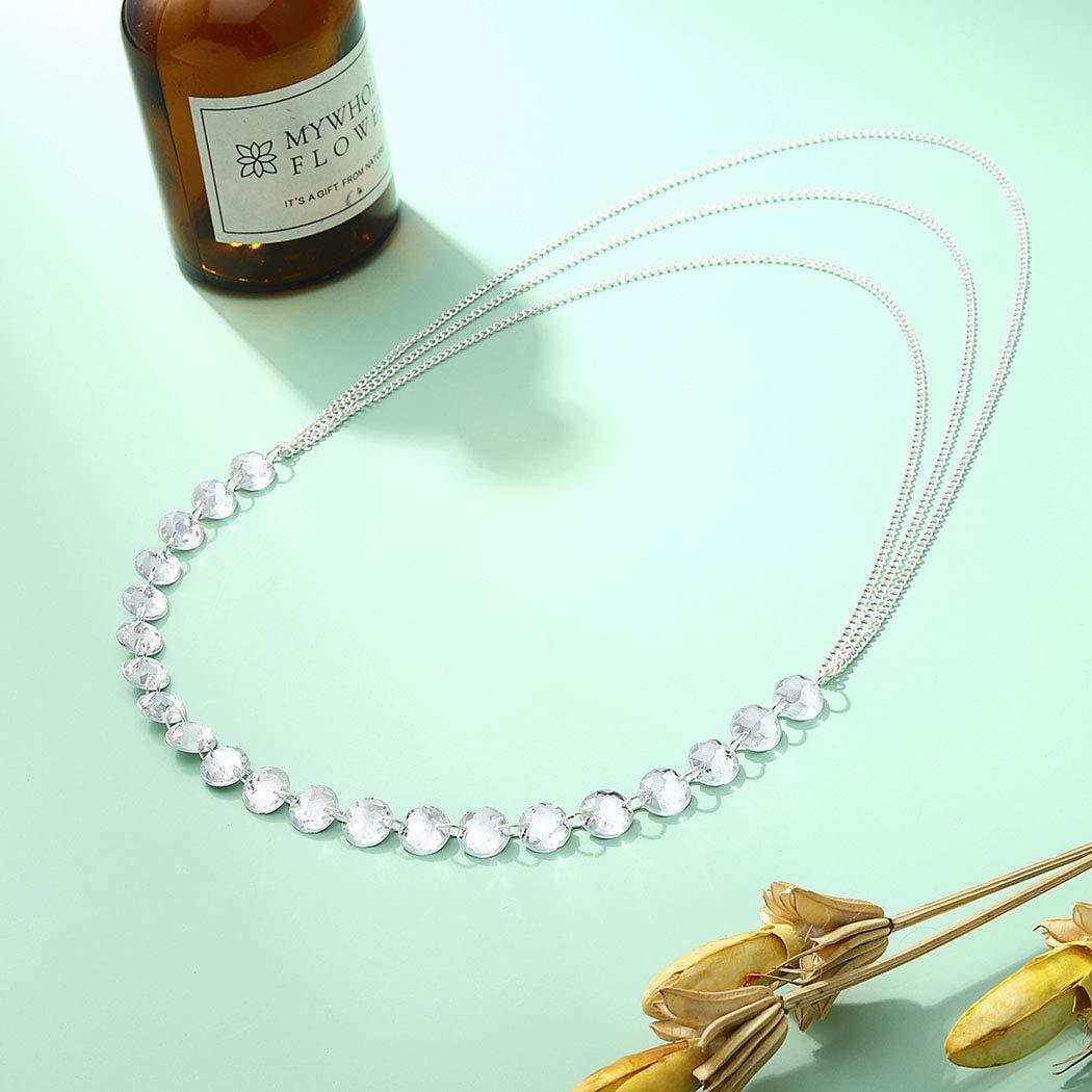 Edary Edary Boho Crystal Head Chain Tassel Headband Wedding Headpiece Hair Jewelry Accessory for Women. (Silver)