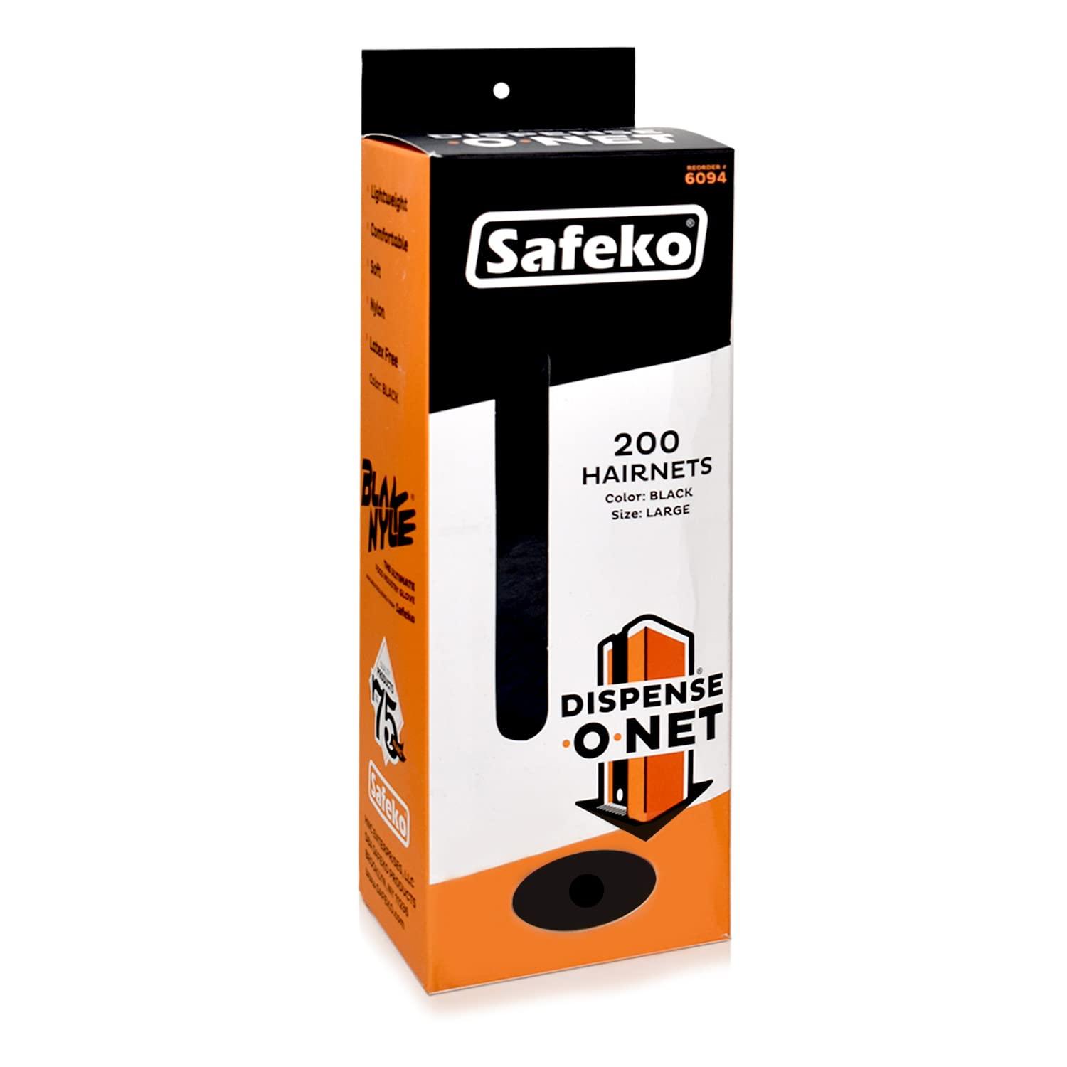 SAFEKO SAFEKO Dispense-O-Net Hairnet Dispenser & Wall Mount | Black Hairnets + Wall Mount | Lightweight Nylon Hairnets | Latex-Free
