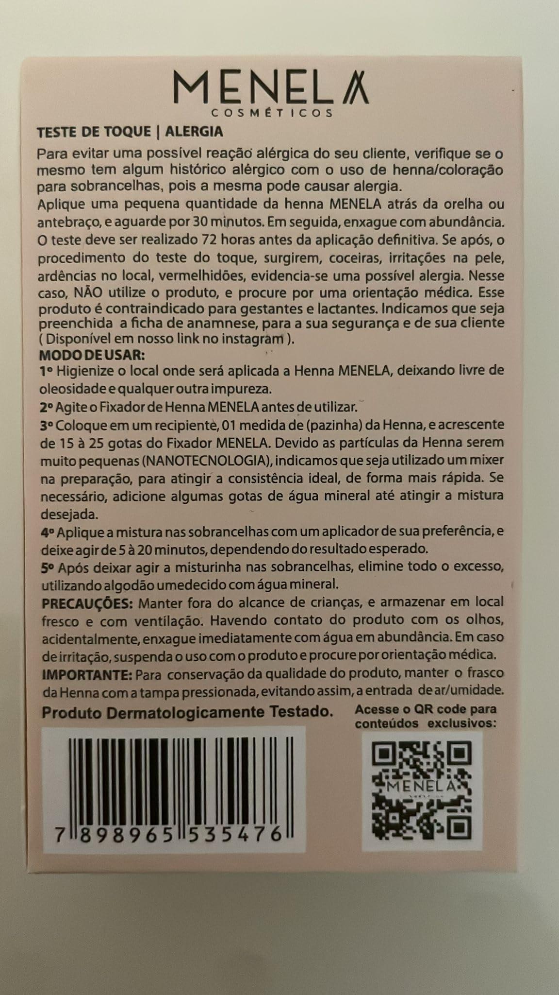 Menela MENELA Eyebrow Henna Tint - Medium Brown Henna Brow Dye with Bamboo Extract for Enhanced, Natural-Looking Brows - 2.5g Henna Powder & 15ml Fixer - Eyebrow Tint Kit