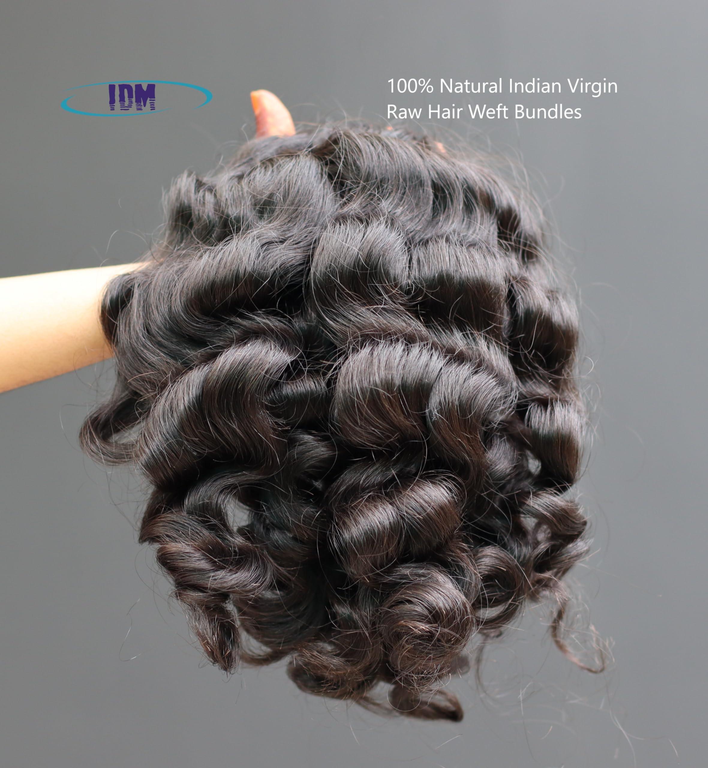 IDM INDIA IDM 14” Curly 2 bundles raw indian bundles human hair indian natural curly single donor hair