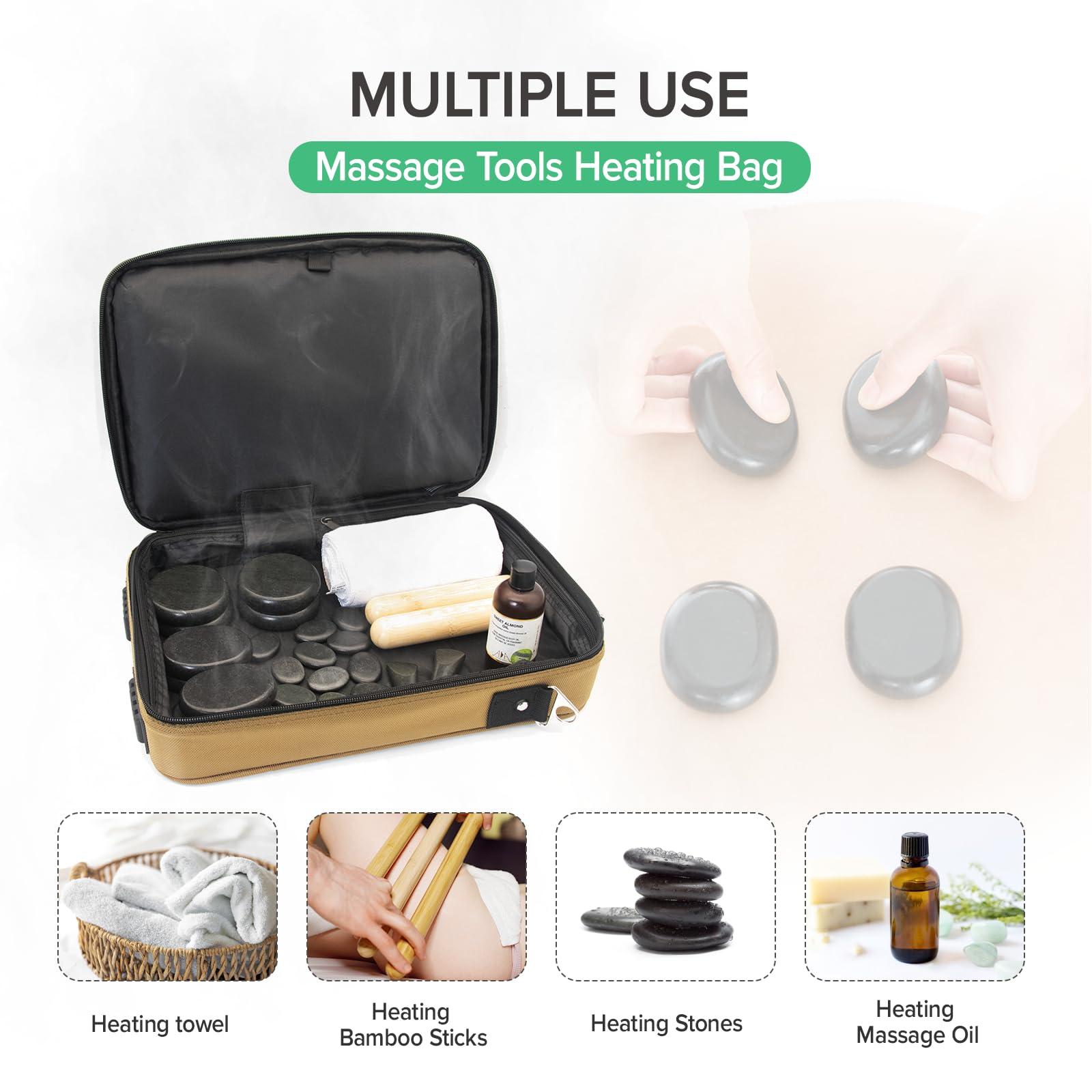 Goodtar Goodtar Portable Hot Stones Warmer Set Spa Salon Massage Digital Electric Heater Kit with 16 Basalt Stones