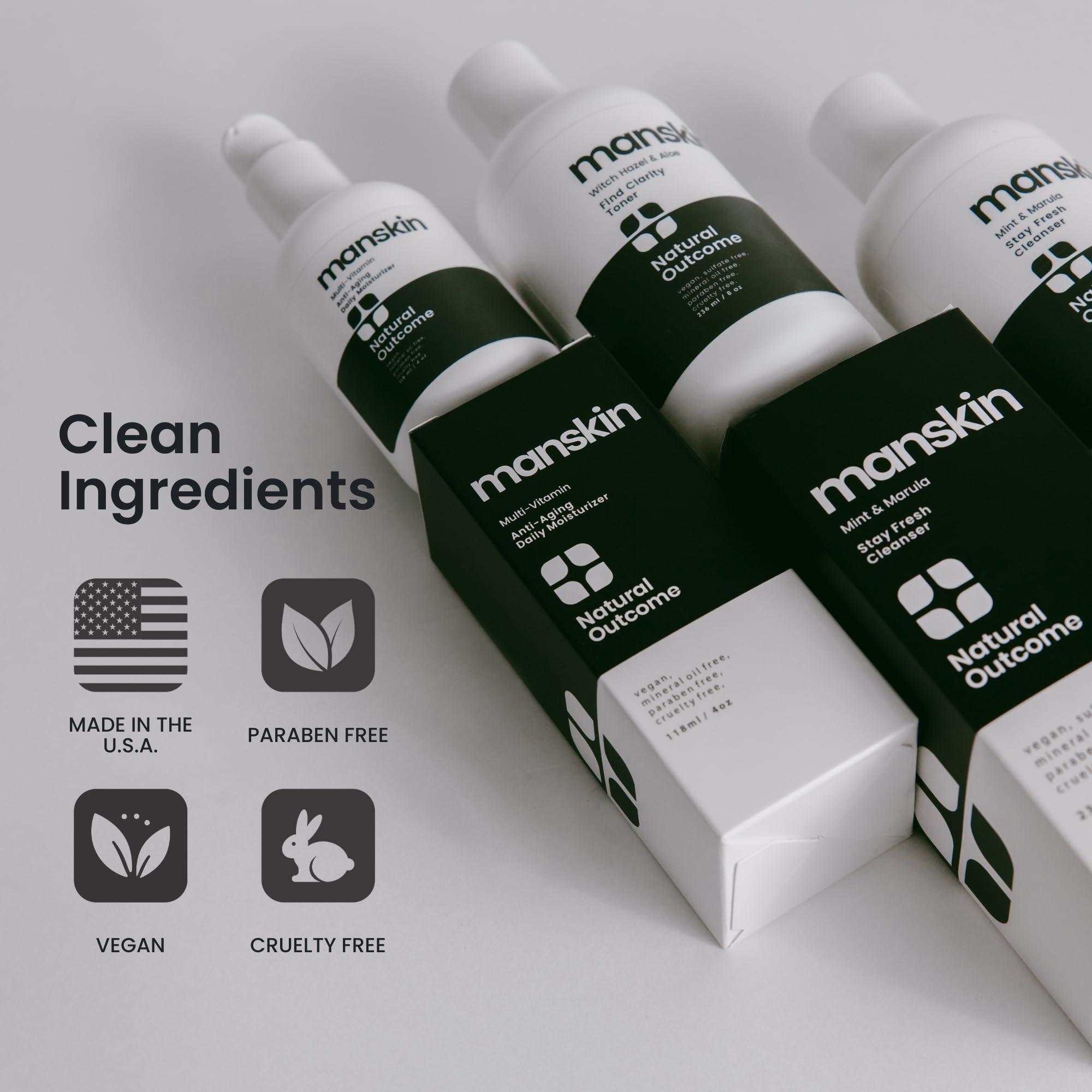 natural outcome Natural Outcome Mens Skin Care Kit | Mens Facial Care Kit for Men Skincare | Anti-Aging Daily 3 Step Face Care Regimen Includes: Rejuvenating Facial Cleanser, Balancing Toner, & Hydrating Moisturizer