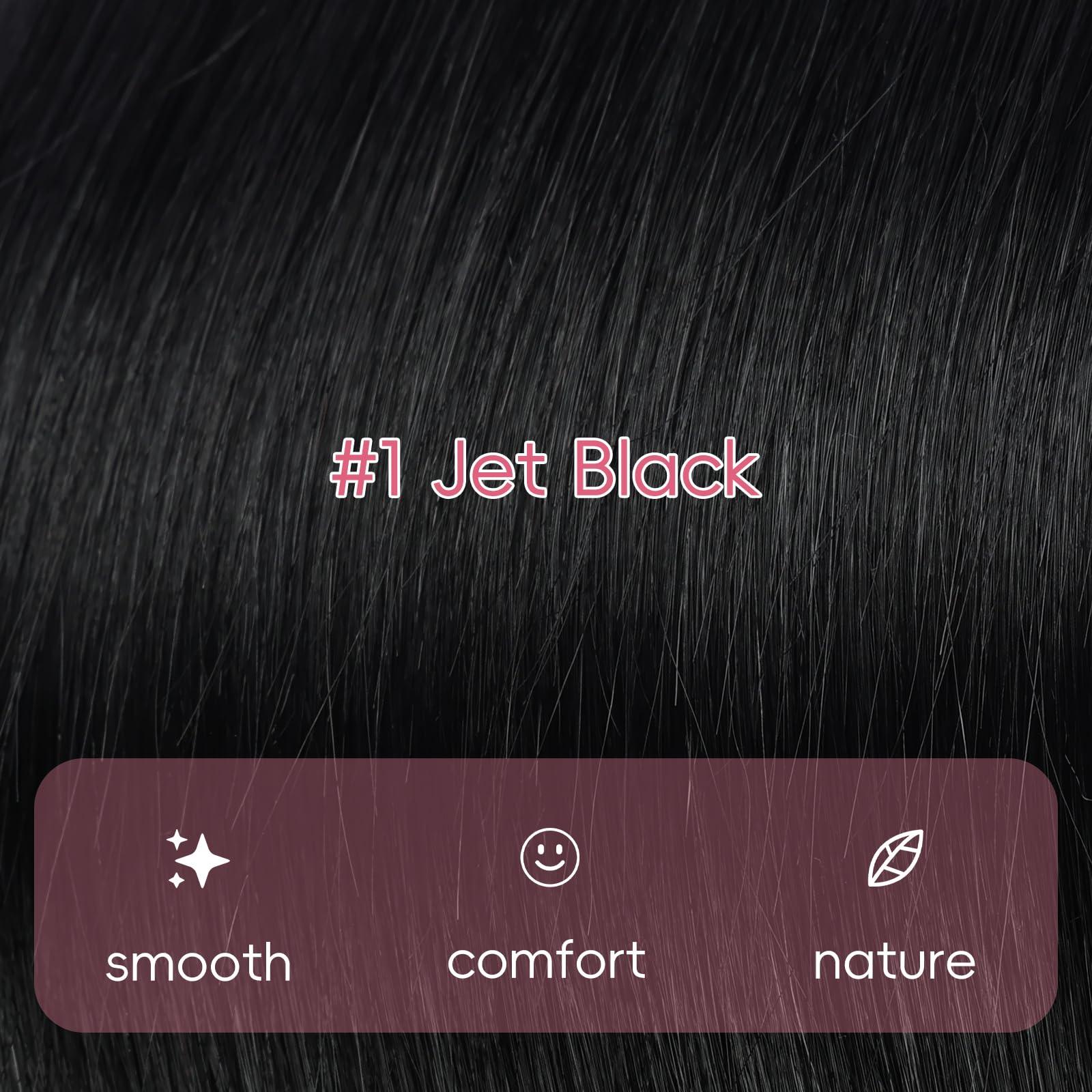 Eliysako Microlink Hair Extensions Human Hair 50g 20inch(#1) Natural Black Micro Link Hair Extensions Human Hair Microbead Hair Extensions Microloop Hair Extensions Human Hair For Women