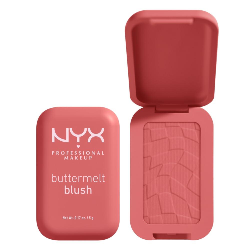 NYX PROFESSIONAL MAKEUP NYX PROFESSIONAL MAKEUP Buttermelt Powder Blush, Fade and Transfer-Resistant Blush, Up to 12HR Make Up Wear, Vegan Formula - Feeling Butta
