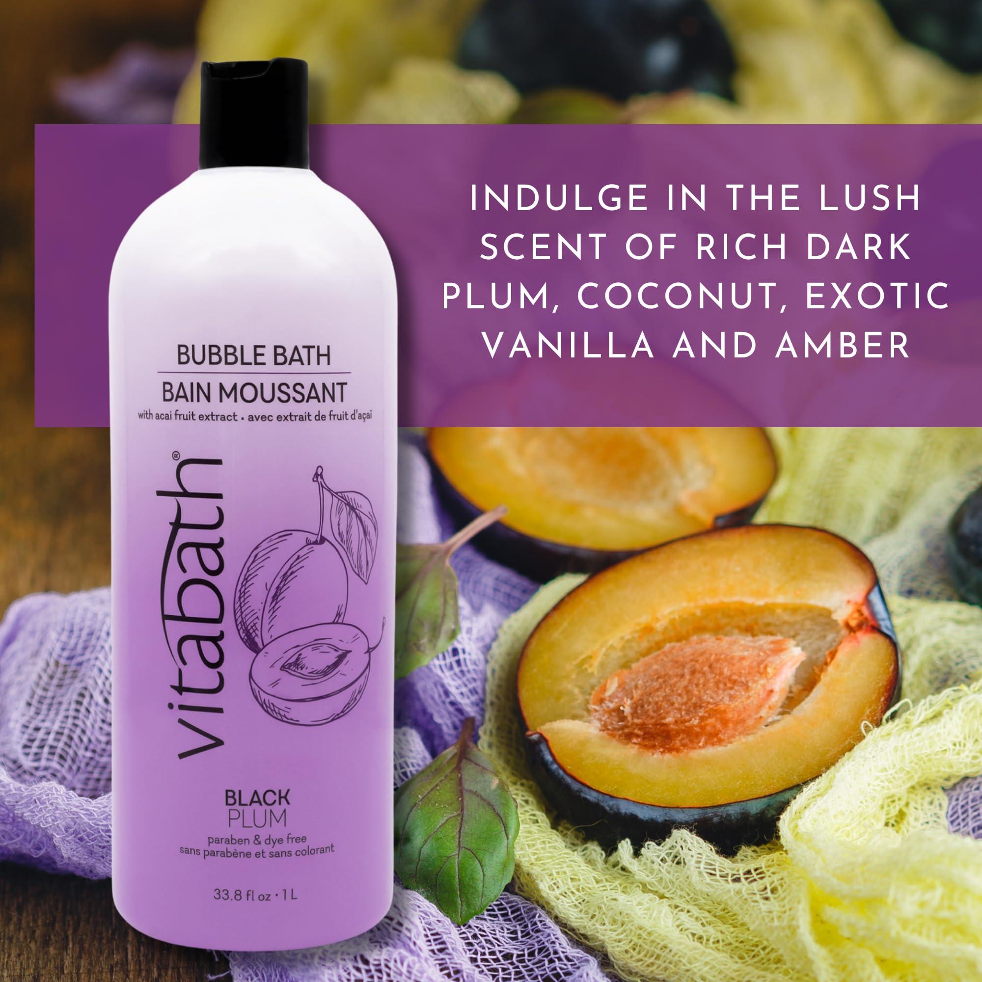 Vitabath Vitabath Black Plum Bubble Bath Rich Foaming Soak - Moisturizing & Nourishing Indulgent Suds for Women & Men All Skin Types - 33.8 fl oz 1L