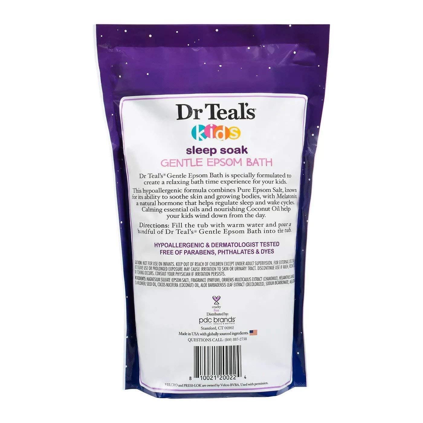 Dr Teal's Dr. Teal's Kids' Gentle Sleep Soak with Pure Epsom Salt & Melatonin - (2 Pack, 2lbs Ea.) - Coconut and Other Essential Oils Relieve Stress & Soothe The Body - Hypoallergenic & Paraben Free