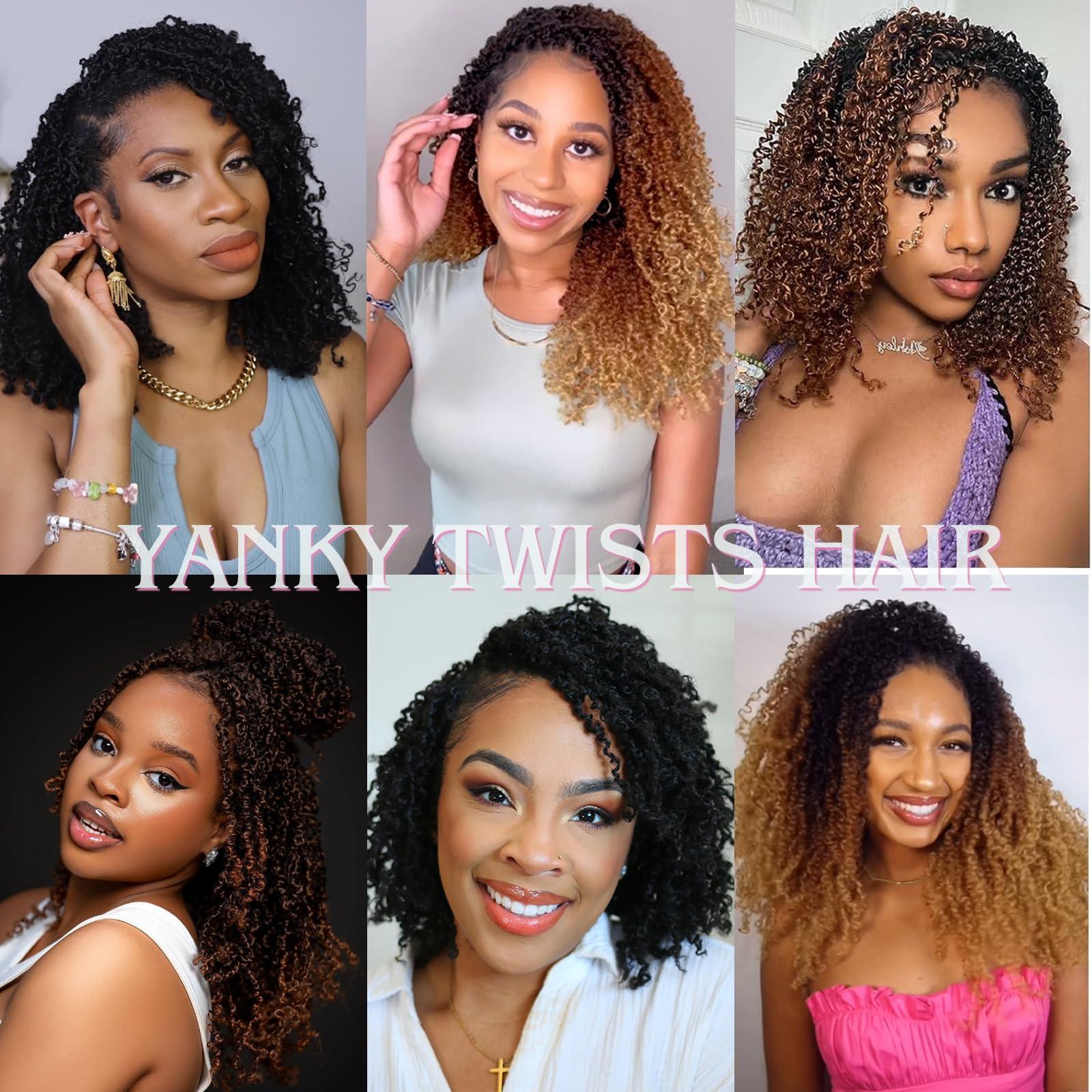 DWhair Yanky Twist Crochet Hair 12 Inch 9 Packs Small Passion Twist Crochet Hair Pre-Looped Senegalese Twist Braids Mini Spring Twist Crochet Ombre Brown to Blonde Synthetic Crochet Hair Extensions 1B/30/27