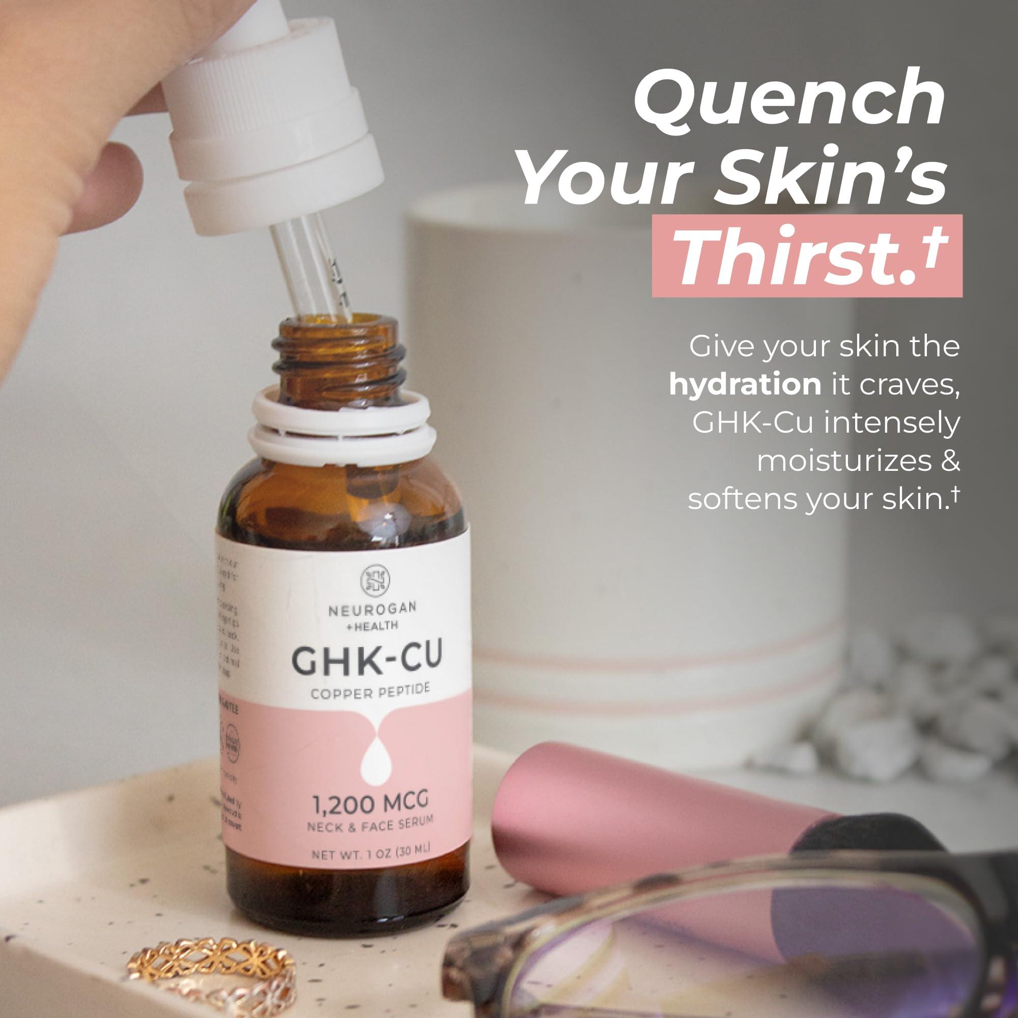 Neurogan GHK-Cu (Copper Peptide) Neck & Face Serum 1,200mcg (1 oz bottle)