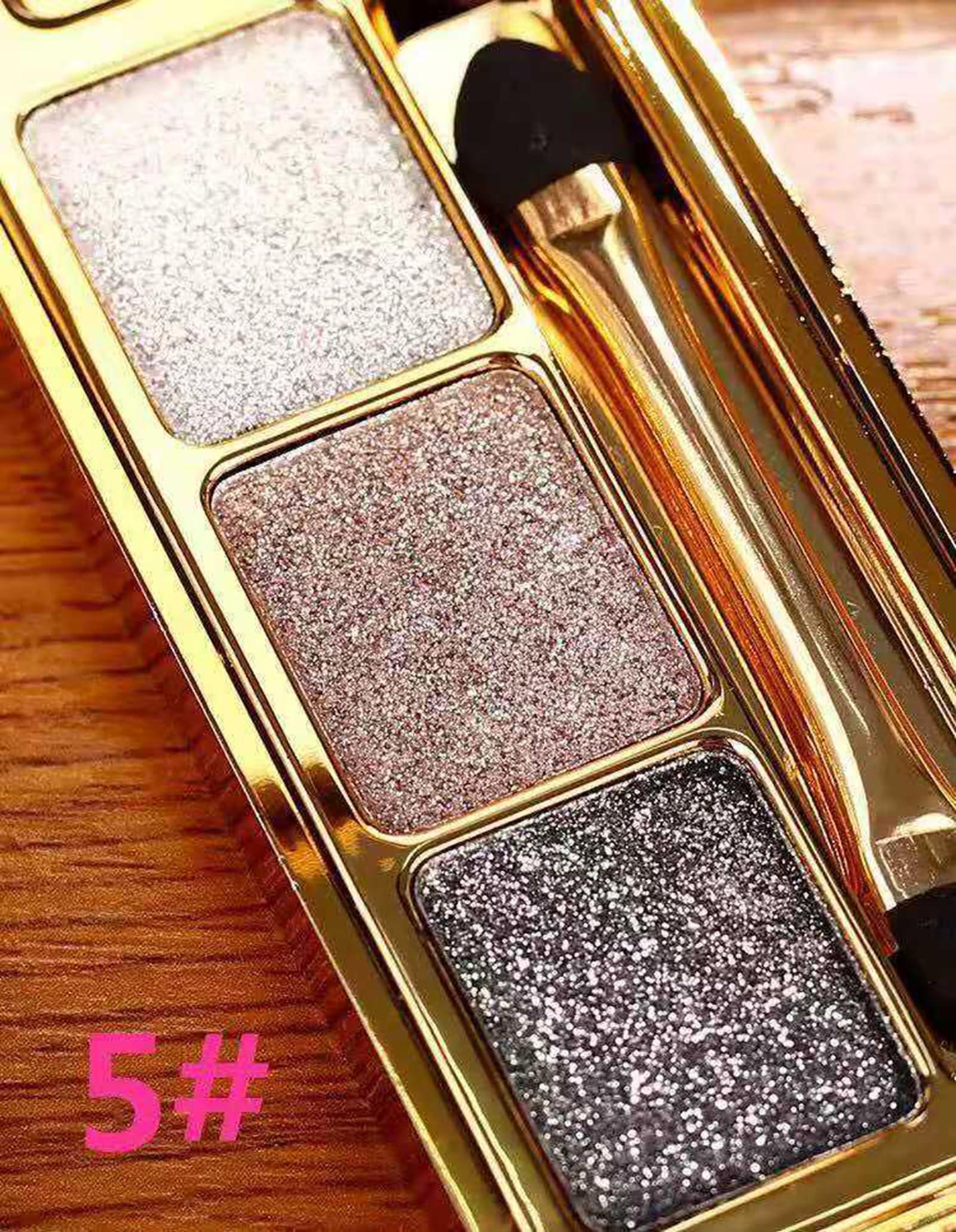 Impeccablery Glitter Eyeshadow Palette,3 Colors Shimmer Eyeshadow Palette Gold Eyeshadow Highly Pigmented Long Lasting Waterproof Sweatproof Eye Shadow Palette Makeup for Women Eye Shadow Palette Makeup (5#)