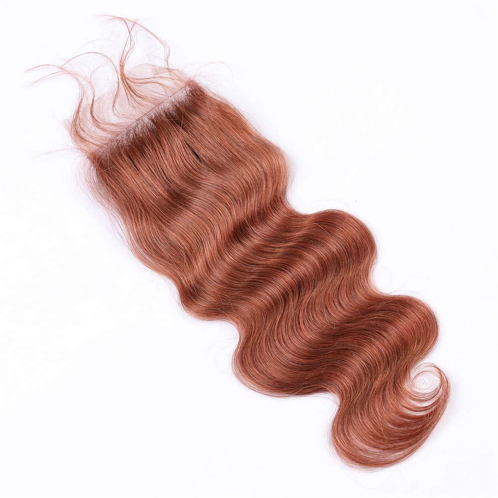Tony beauty hair Tony Beauty Hair #33 Dark Auburn Body Wave Hair Bundles with Closure Copper Red Brazilian Wavy Human Hair Weaves with Closure Reddish Brown Lace Closure 4x4 with 3 Bundles (14 16 18+14)