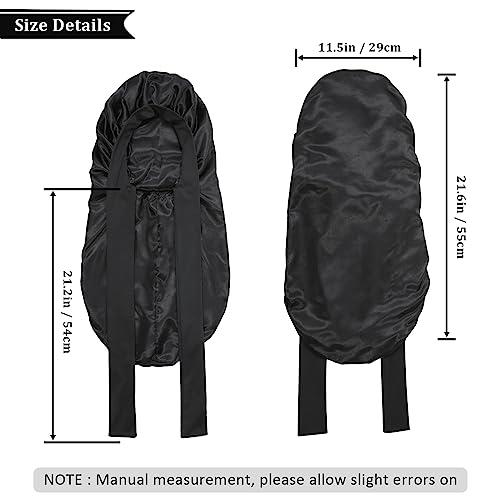 AWAYTR AWAYTR Long Toddler Silk Bonnet for Sleeping Elastic Satin Bonnets for Curly Hair Braid Bonnet Night Cap for Aged 3-12 Kids (Black)