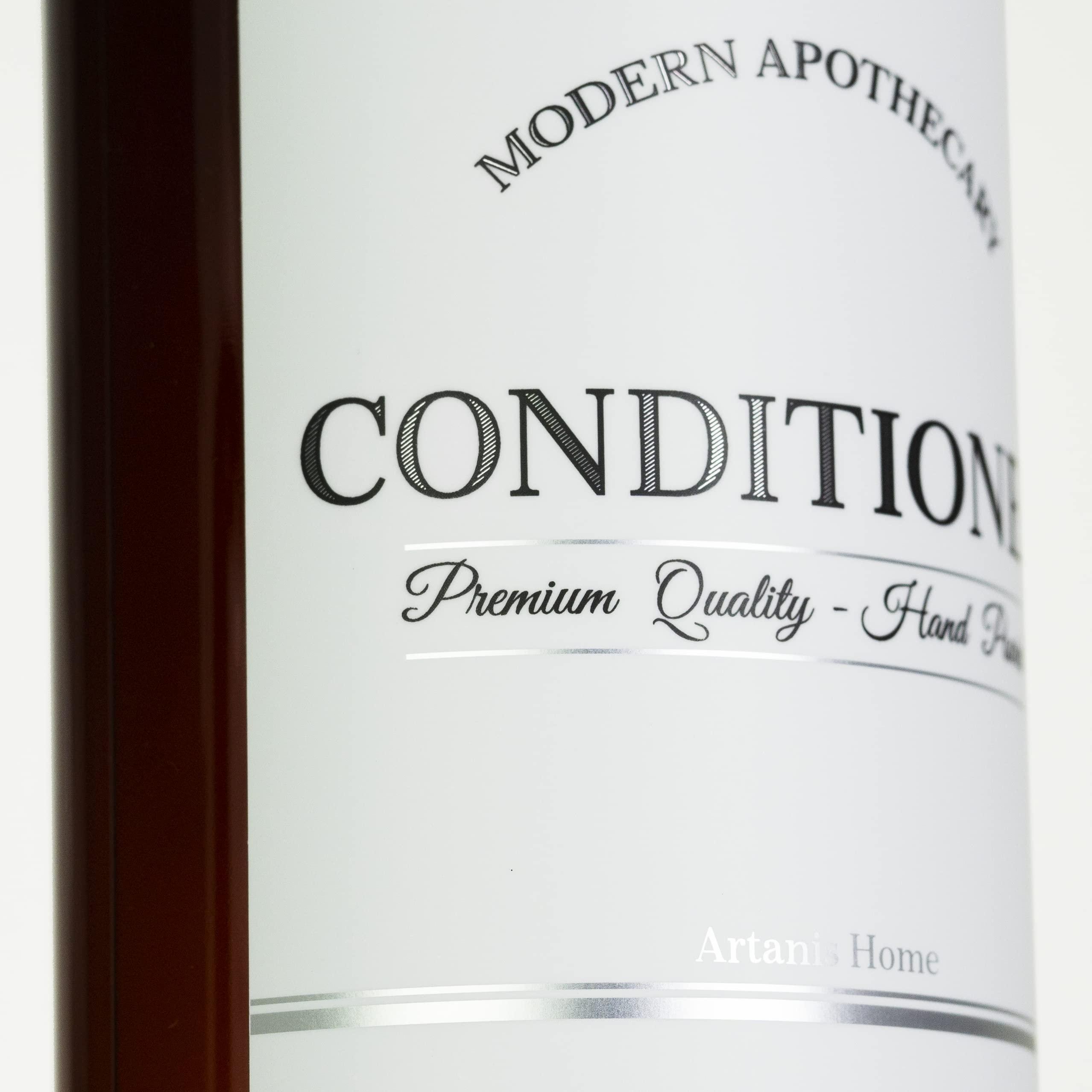 Artanis Home Amber Refillable Shampoo and Conditioner Bottles - Body Wash, Shampoo and Conditioner Dispenser - PET Plastic Shampoo Bottles Refillable with Pump - Waterproof Labels - 16 oz, 3 Pack (Black Satin)