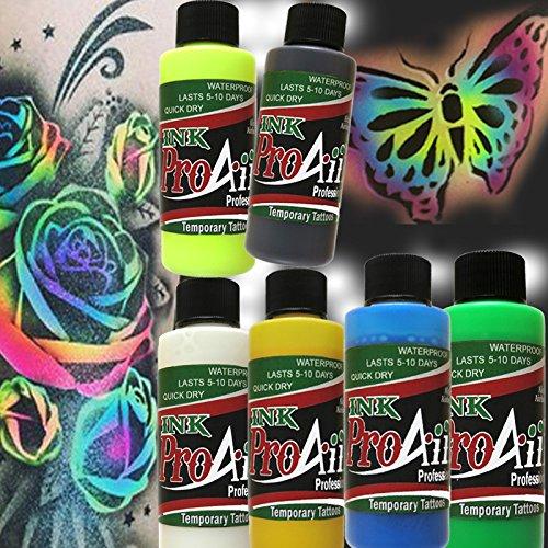 ShowOffs Body Art Body Paint - ProAiir Temporary Tattoo Ink - 2.1 oz (60ml) Fluorescent Yellow