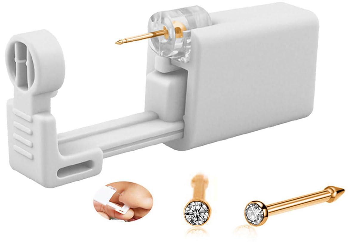 SLVIEKAE Nose Piercing Kit, Nose Pierce Kit Nose Piercing Gun Self Nose Piercing Gun Kit Nose Piercing Gun Kit Tool (Gold)