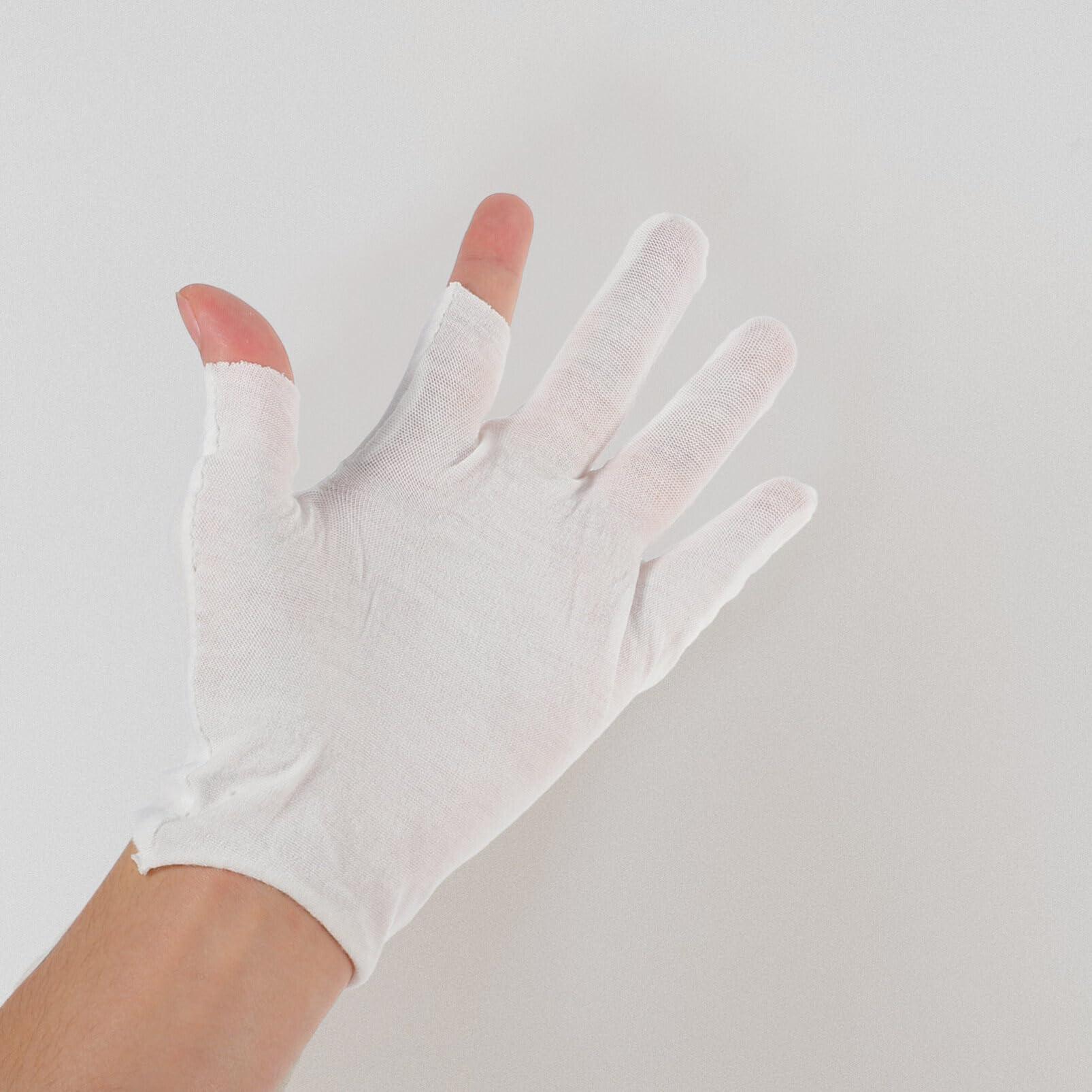 FOMIYES FOMIYES Moisturizing Overnight Gloves, 12 Pairs Work Cotton Gloves Cosmetic Hand Spa Gloves Jewelry Inspection Gloves Coin Gloves for Dry Hands White