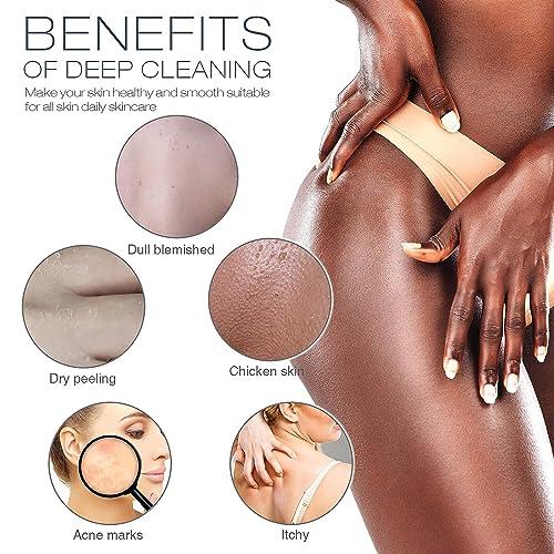 RIUOTA 3 Pieces Exfoliating Washcloth Shower Towel African Net Sponge Japanese Wash Cloth Face Exfoliating Sponge Loofah Exfoliating Body Scrubber for Body Exfoliation(Black White Blue)