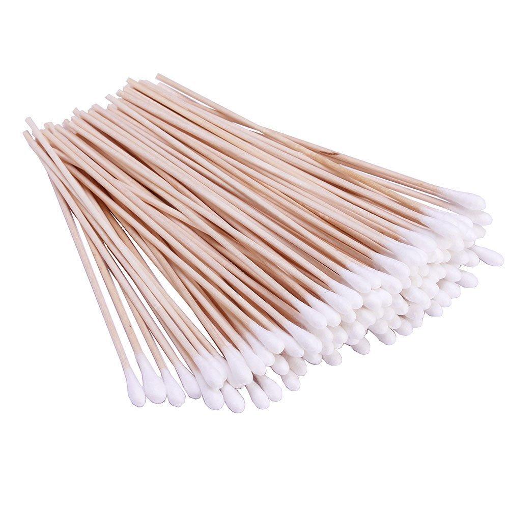 BTYMS 500 Count 6 Inch Long Cotton Swabs with Wooden Handles Cotton Tipped Applicator for Cleaning