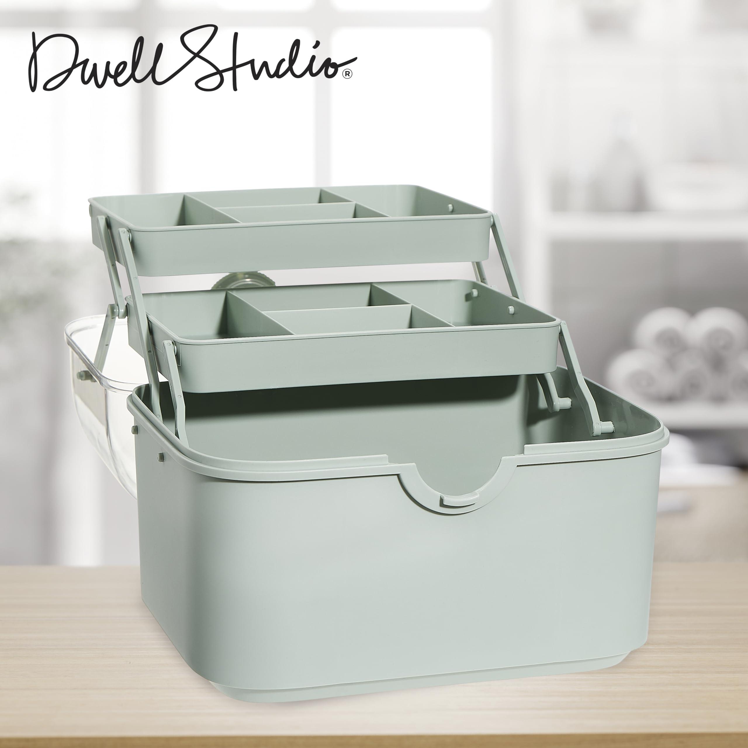 Dwell Studio DwellStudio Dustproof Makeup Organizer for Cosmetics and Skincare - Stylish Storage Solution for Your Beauty Essentials, Rectangle Mint