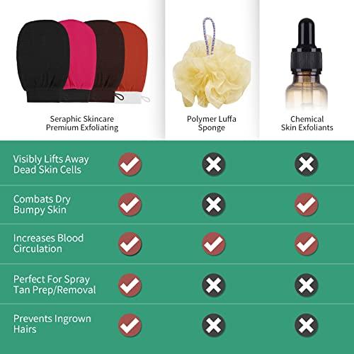 BiJun BiJun Exfoliating Glove Moroccan Kessa Scrub Exfoliating Gloves Deep Exfoliating Mitt Body Scrub Premium Scrub Wash Mitt Body Skincare at Home Shower or Bath Exfoliating Mitts for Dead Skin Remover